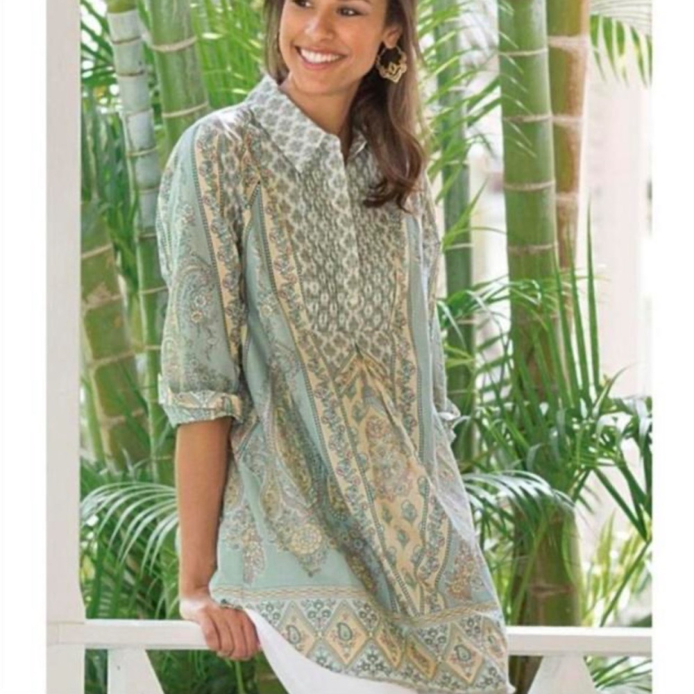 Soft Surroundings Womens Paisley Floral Tunic
